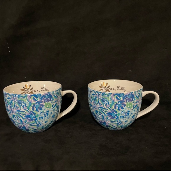 Lilly Pulitzer Other - Lilly Pulitzer Blue and Green Floral Mugs